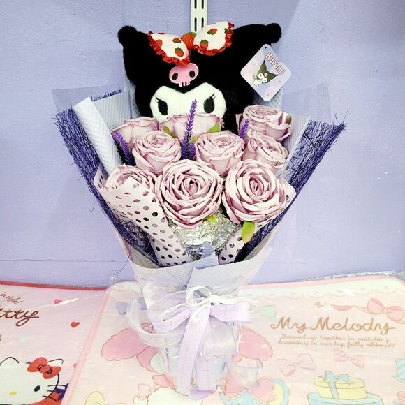 Sanrio Other - Brand New Handmade Sanrio Kuromi Purple Rose Flower Bouquet With Led Light